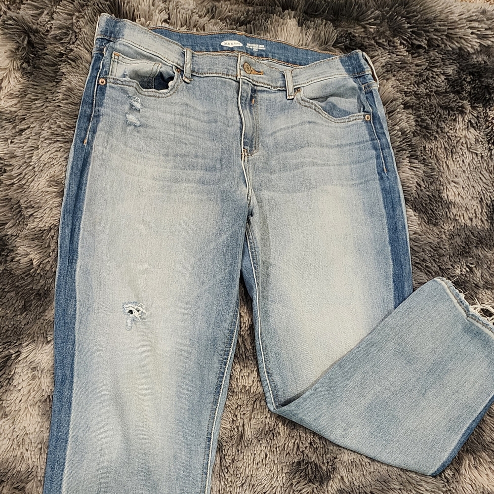 Old Navy Blue Skinny Jeans with Distressed Details and Faded Wash